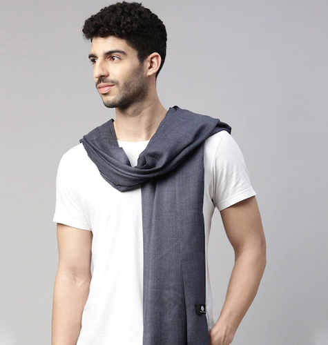 Men Blue Woolen Stole